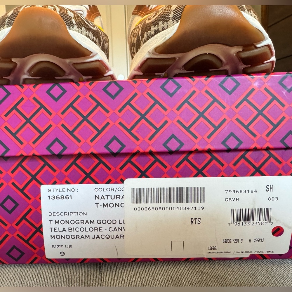Tory Burch Good Luck Cream and Brown Sneakers with Chunky Silhouette - Picture 7 of 15